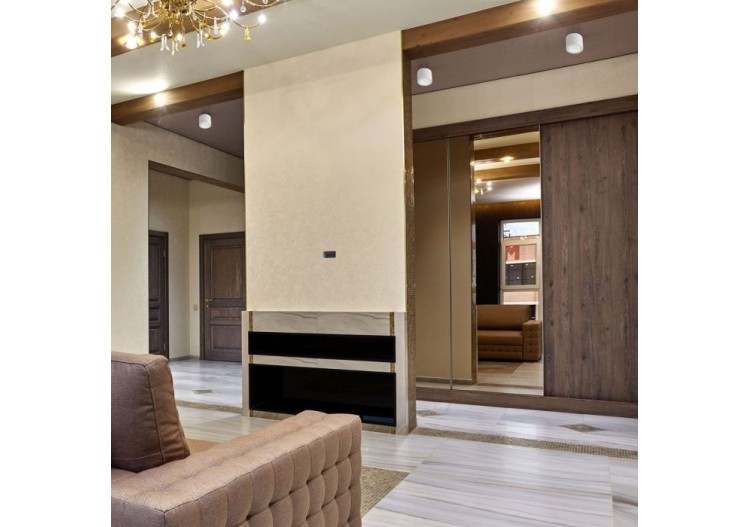 Raccord GU10 rond en plâtre avec anneau en aluminium blanc