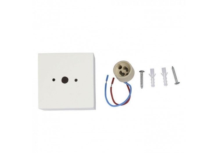 Raccord GU10 Carré Gypse Avec Anneau Aluminium Blanc