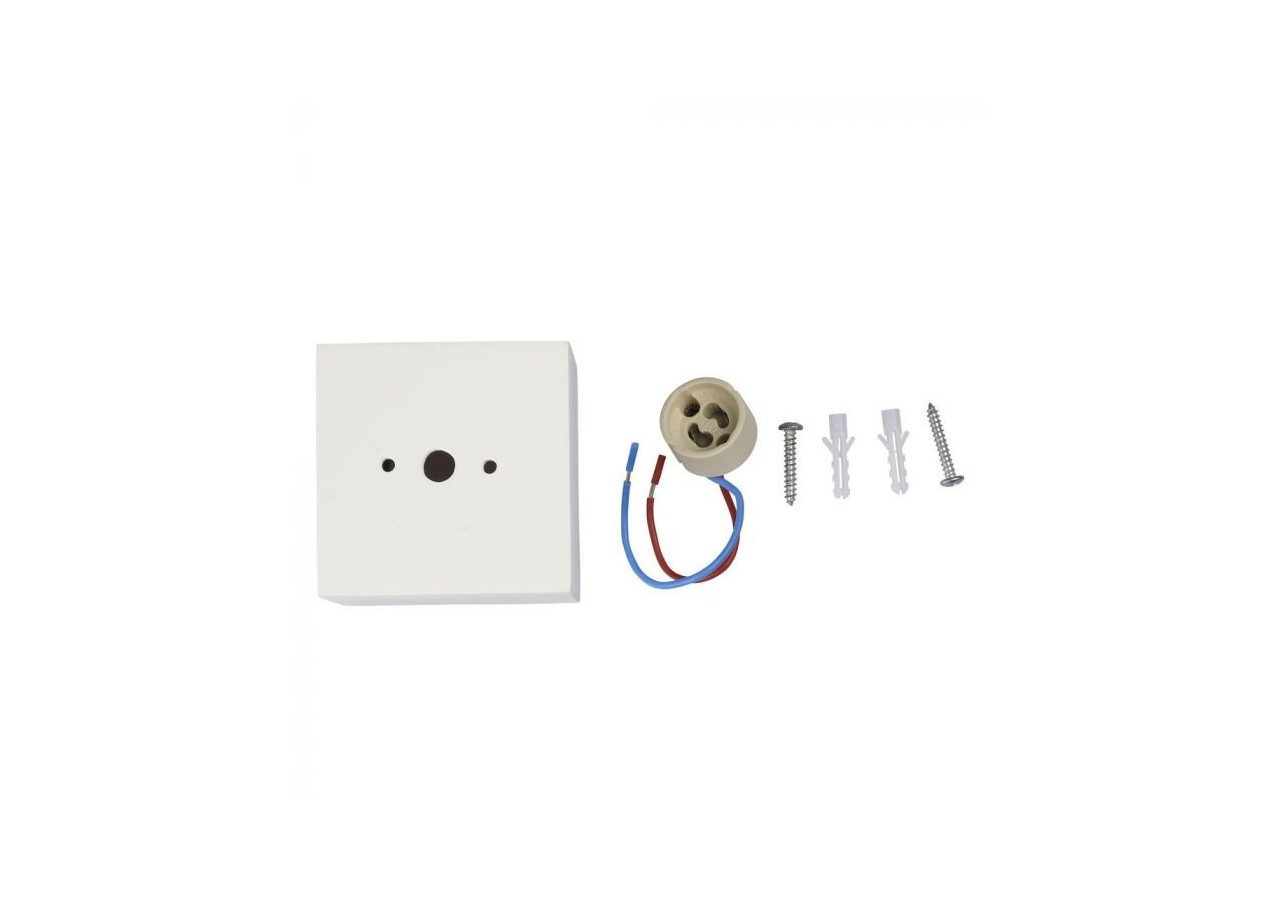 Raccord GU10 Carré Gypse Avec Anneau Aluminium Blanc