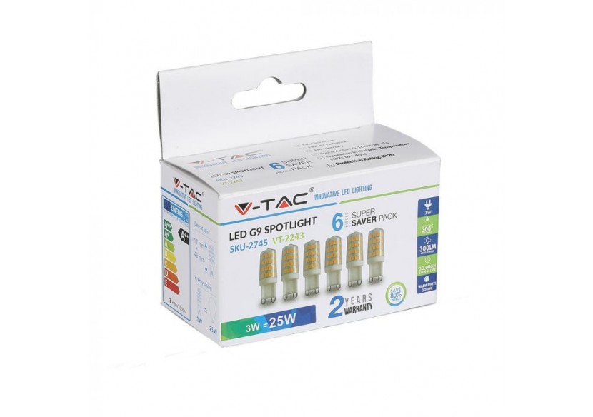 Spot LED - 3W G9 Plastique 3000K 6pcs/Paquet