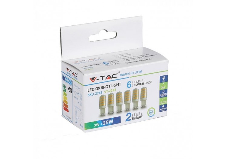 Spot LED - 3W G9 Plastique 6400K 6pcs/Paquet