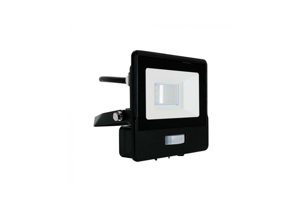 Projecteur LED avec capteur PIR 10W, puce SAMSUNG, corps noir, 4000K, câble de 1M