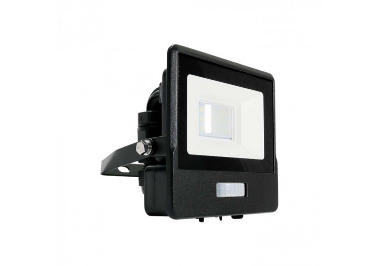 Projecteur LED 10W avec capteur PIR, puce SAMSUNG, corps noir, 6500K