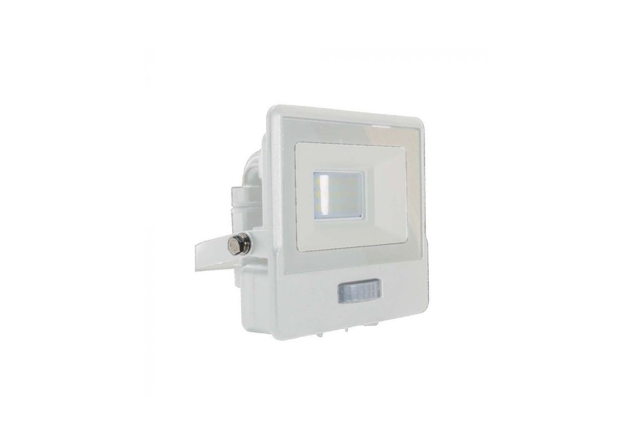 Projecteur LED 10W avec capteur PIR, puce SAMSUNG, corps blanc, 3000K