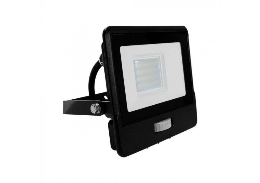 Projecteur LED avec capteur PIR, 20W, puce SAMSUNG, corps noir, 4000K, câble de 1M