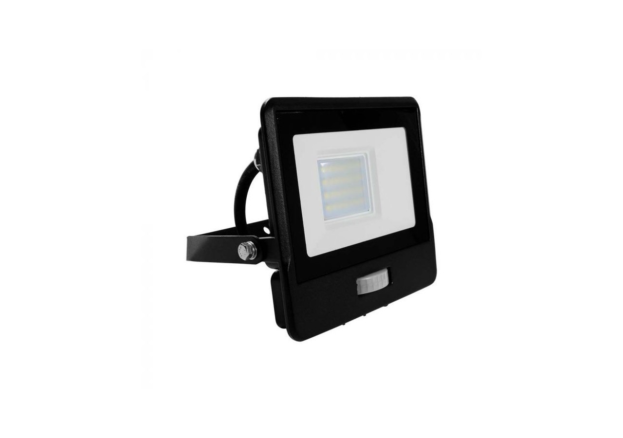 Projecteur LED avec capteur PIR, 20W, puce SAMSUNG, corps noir, 3000K, câble de 1M