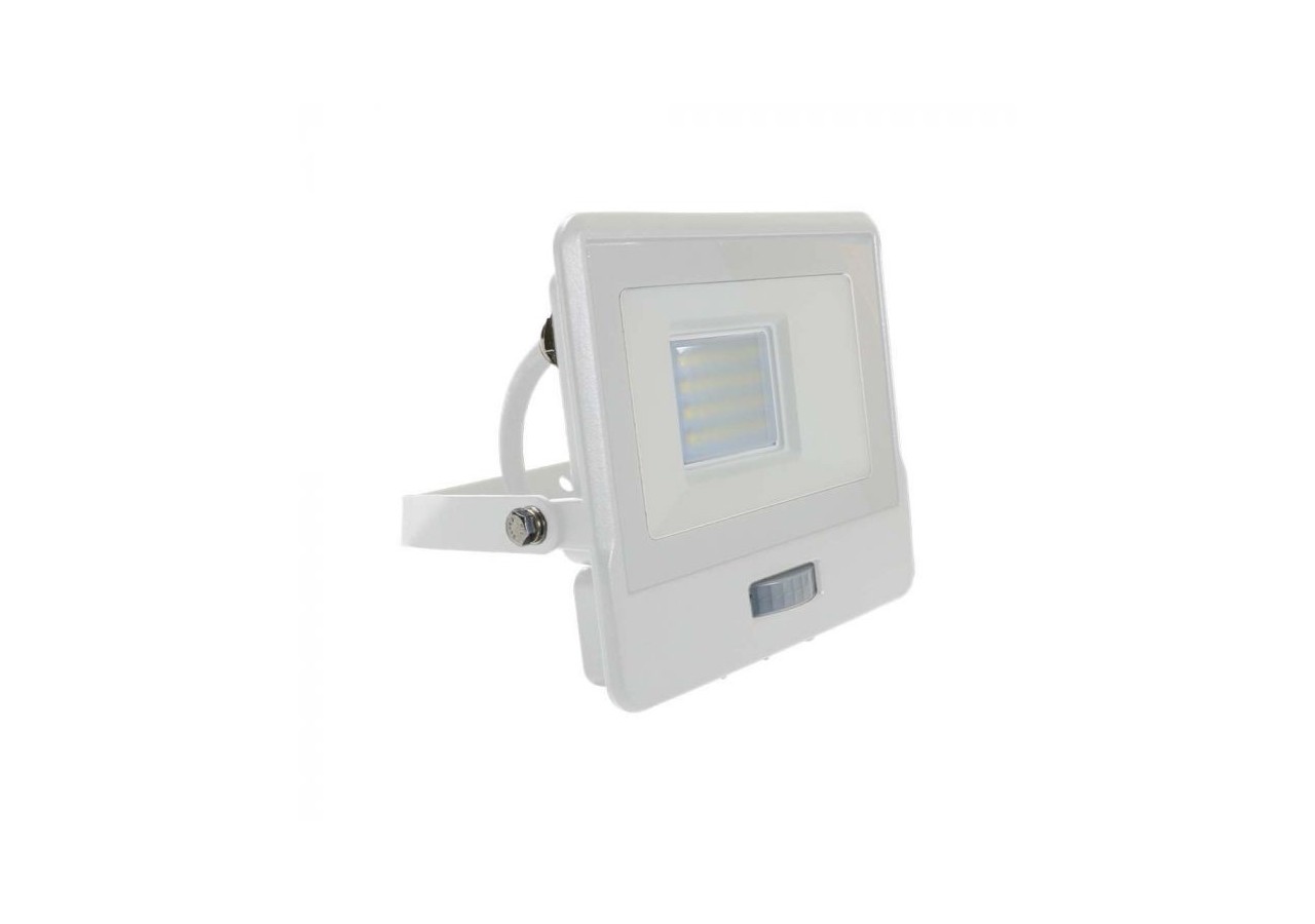 Projecteur LED avec capteur PIR, 20W, puce SAMSUNG, corps blanc, 3000K, câble de 1M
