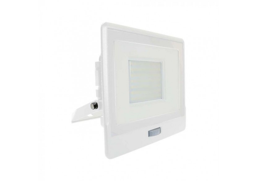 Projecteur LED 50W avec capteur PIR, puce SAMSUNG, corps blanc, 4000K