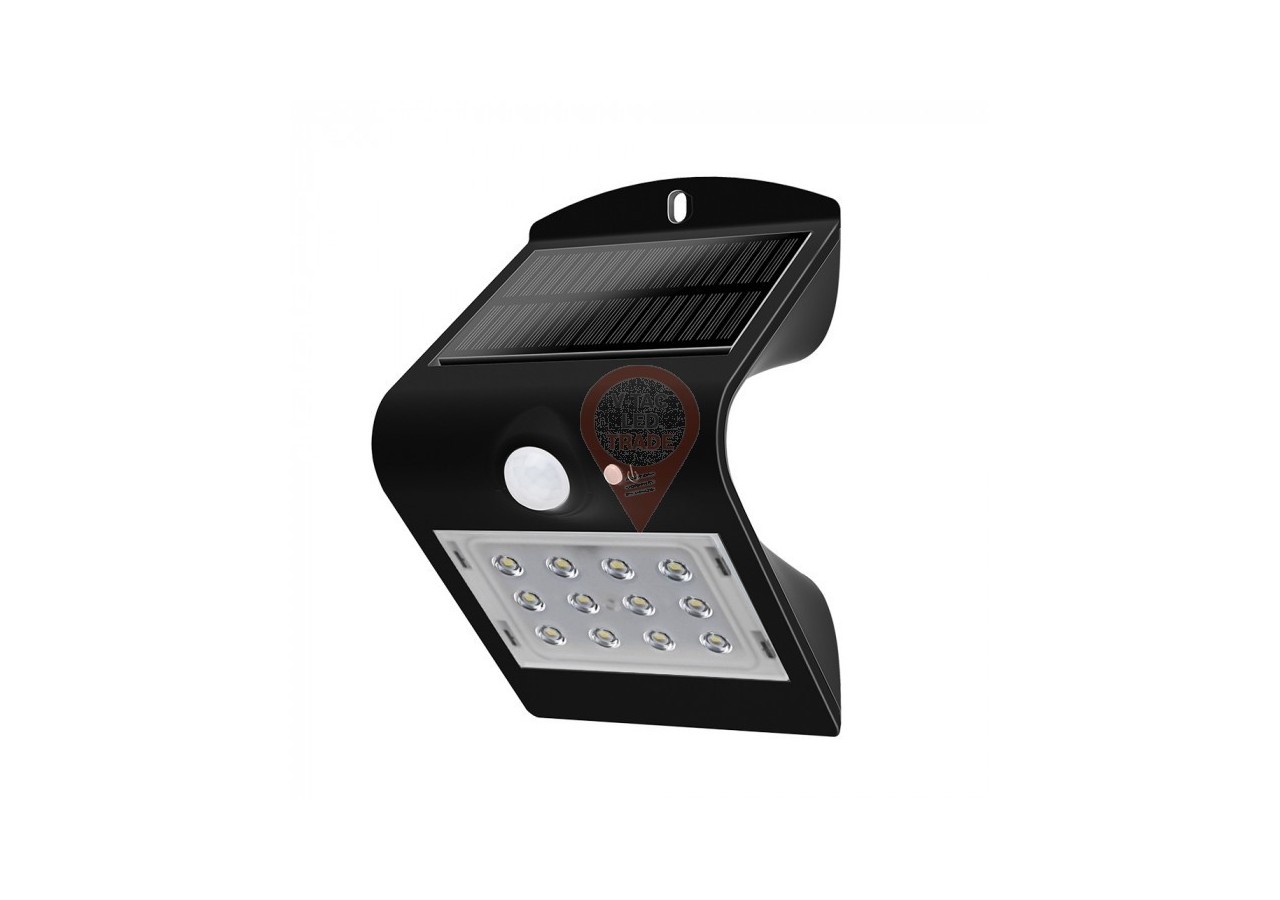 Applique Murale Solaire LED 1.5W Lumière Naturelle Corps Noir