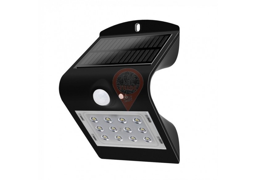 Applique Murale Solaire LED 1.5W Lumière Naturelle Blanc + Corps Noir