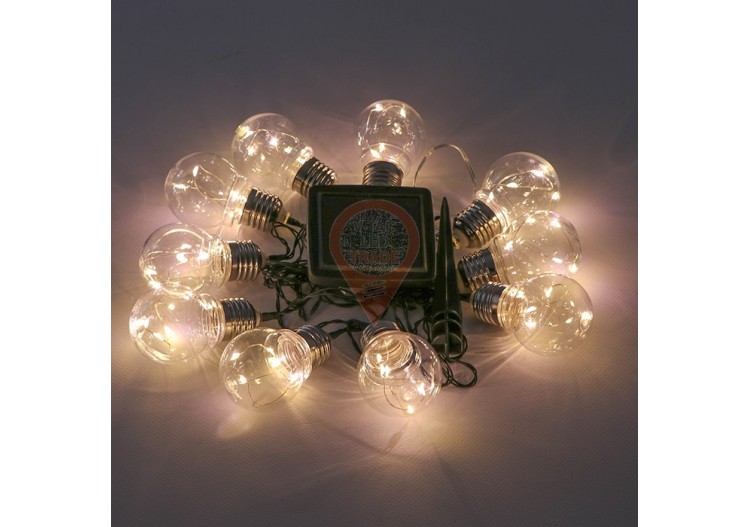 Guirlande Lumineuse Solaire LED 10 Ampoules 3000K