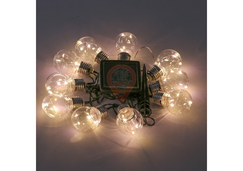 Guirlande Lumineuse Solaire LED 10 Ampoules 3000K