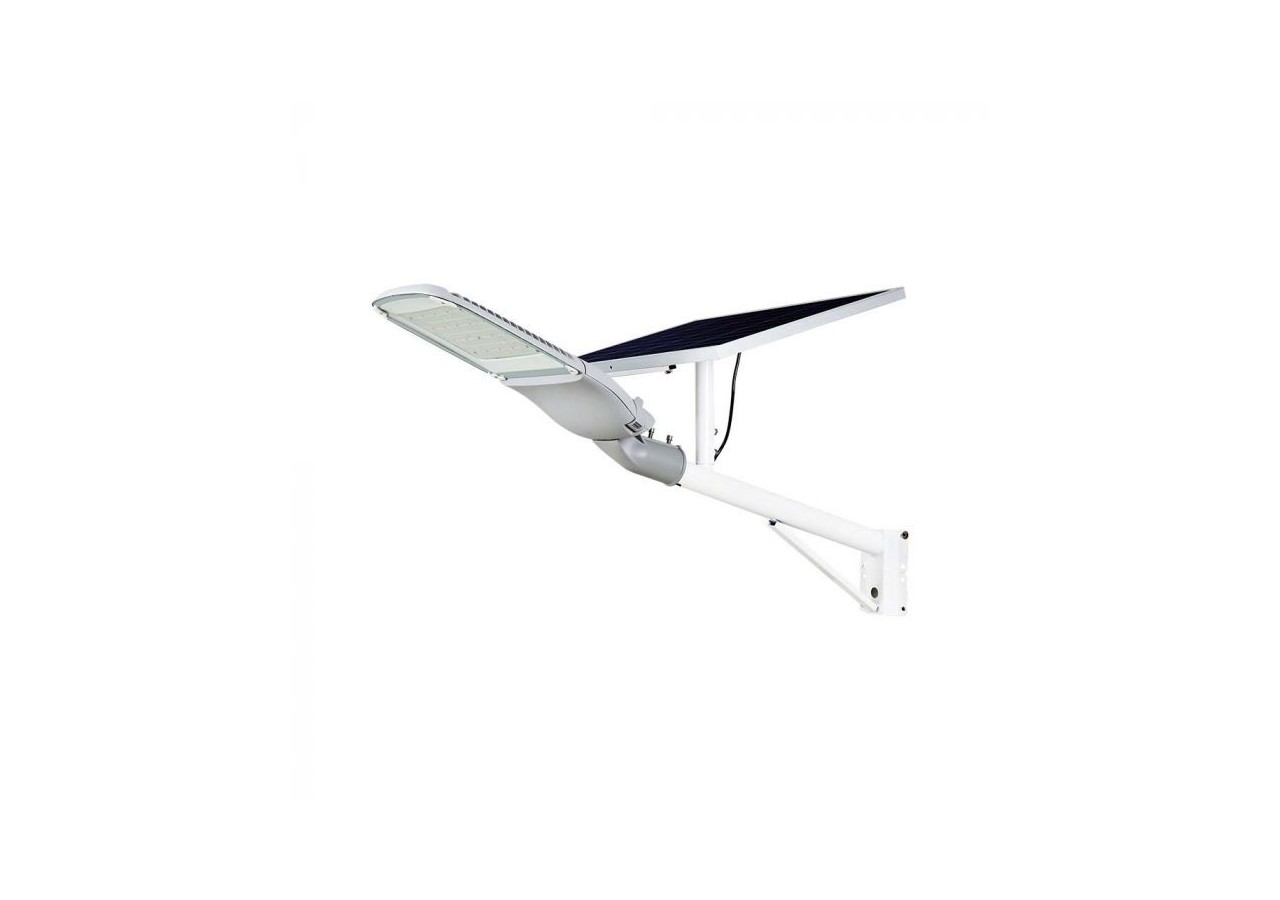 Lampadaire Solaire LED Puce SAMSUNG 50W Corps Blanc 4000K