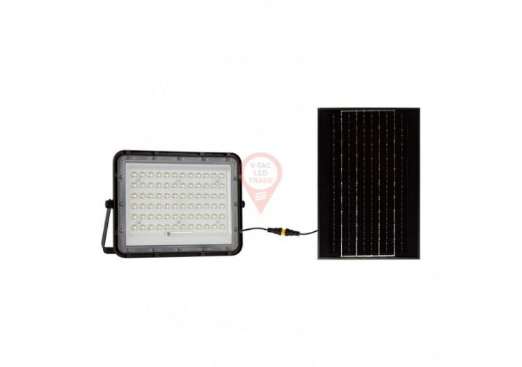 Projecteur solaire LED 15W 6400K, batterie remplaçable, fil de 3m, corps noir