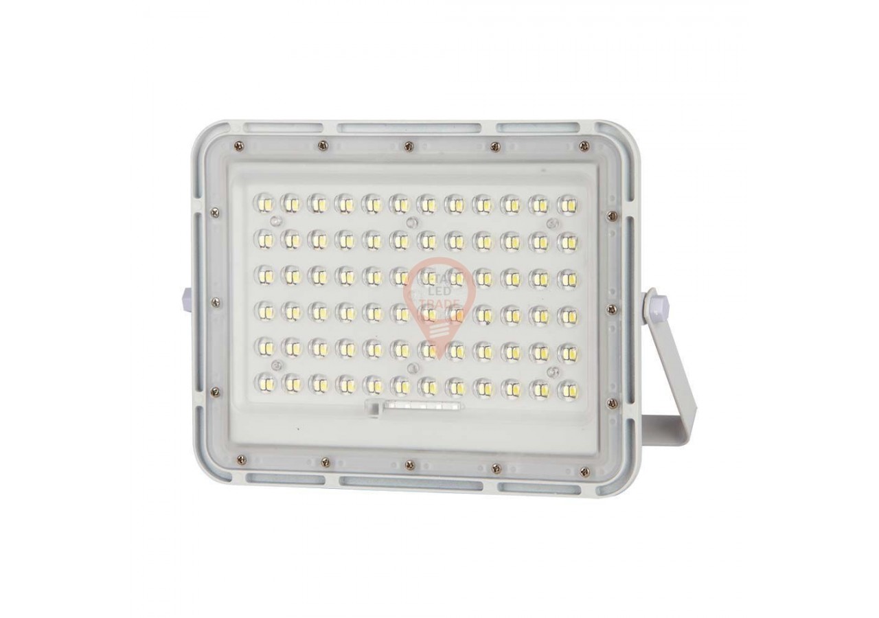 Projecteur solaire LED 15W 6400K, batterie remplaçable, fil de 3m, corps blanc
