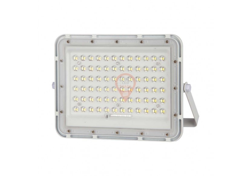 Projecteur solaire LED 15W, batterie remplaçable 4000K, fil de 3m, corps blanc