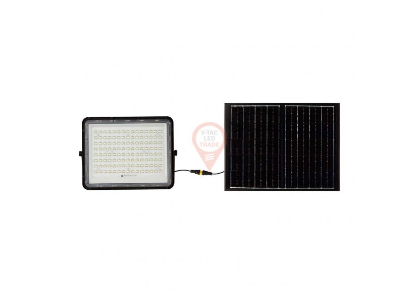 Projecteur solaire LED 20W 6400K, batterie remplaçable, fil de 3m, corps noir