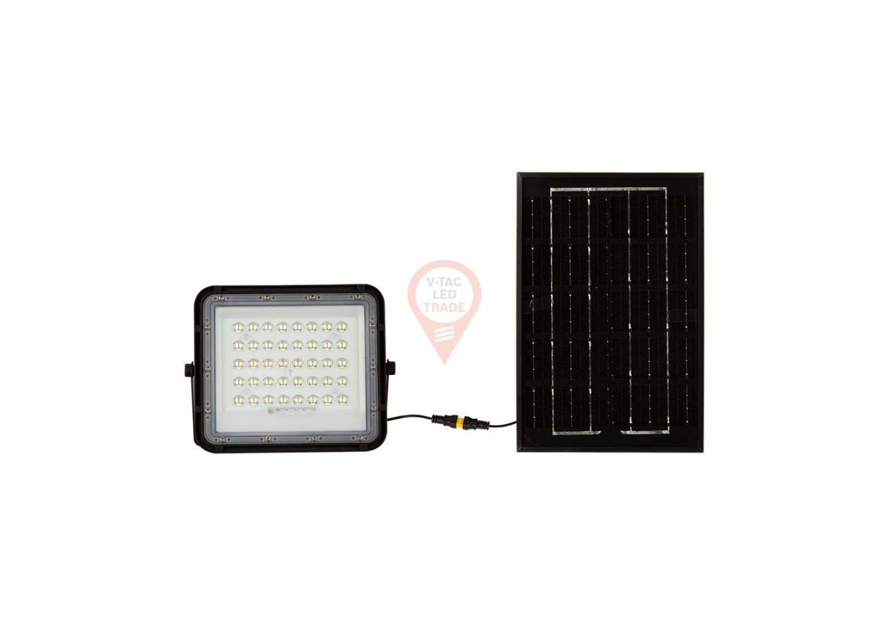 Projecteur Solaire LED 6W 4000K Batterie Remplaçable Fil 3m Corps Noir