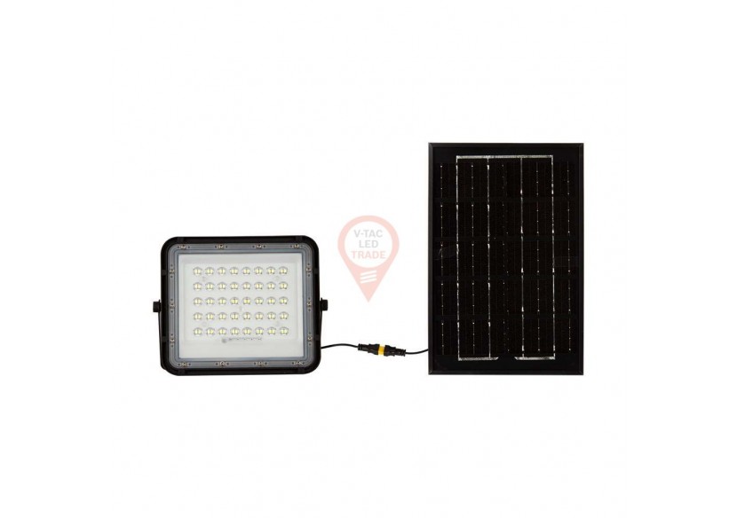 Projecteur Solaire LED 6W 4000K Batterie Remplaçable Fil 3m Corps Noir