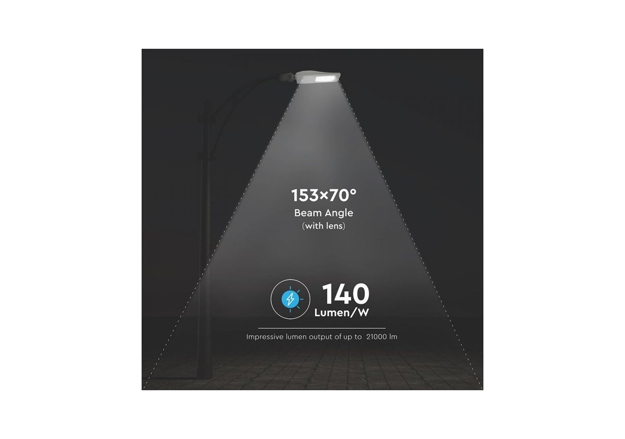 Lampadaire LED SAMSUNG CHIP - 150W 6400K Clas II Aluminium Intensité variable 140LM/W