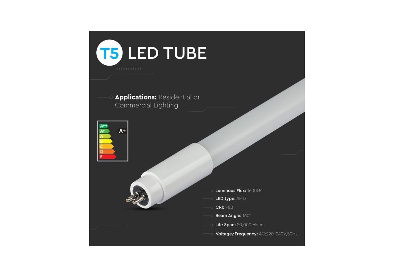 Tube LED T5 16W Blanc. 1200 millimètres