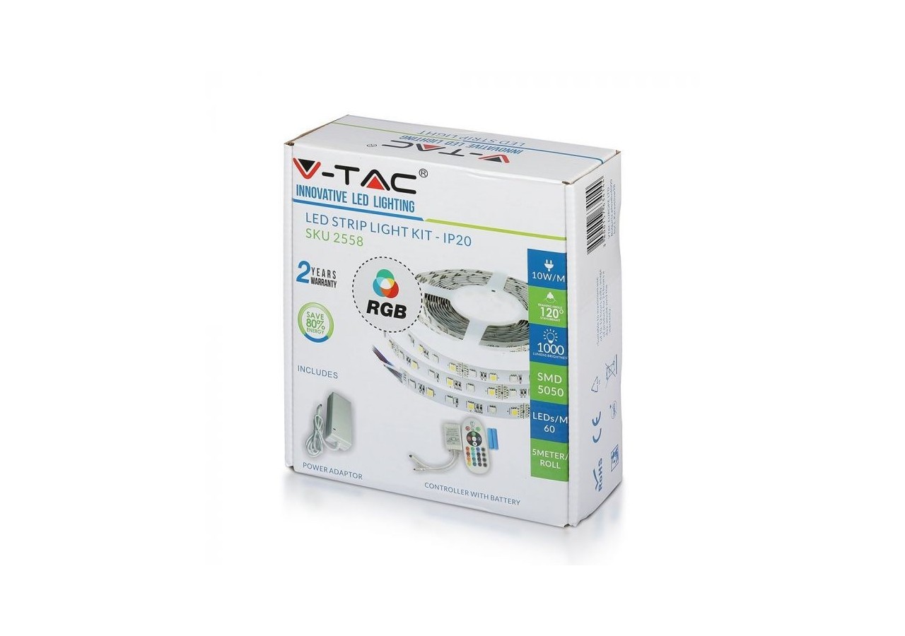 Kit d'éclairage à bande LED RVB avec télécommande 12 V IP20