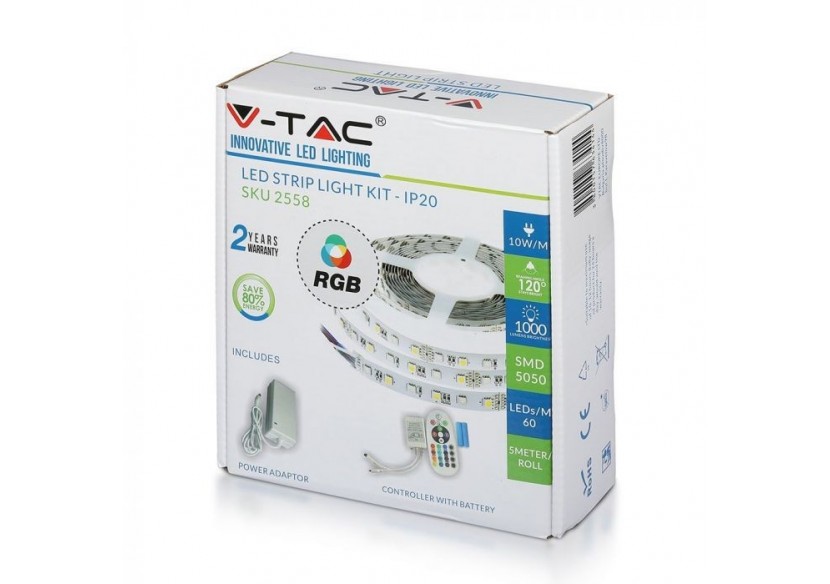 Kit d'éclairage à bande LED RVB avec télécommande 12 V IP20