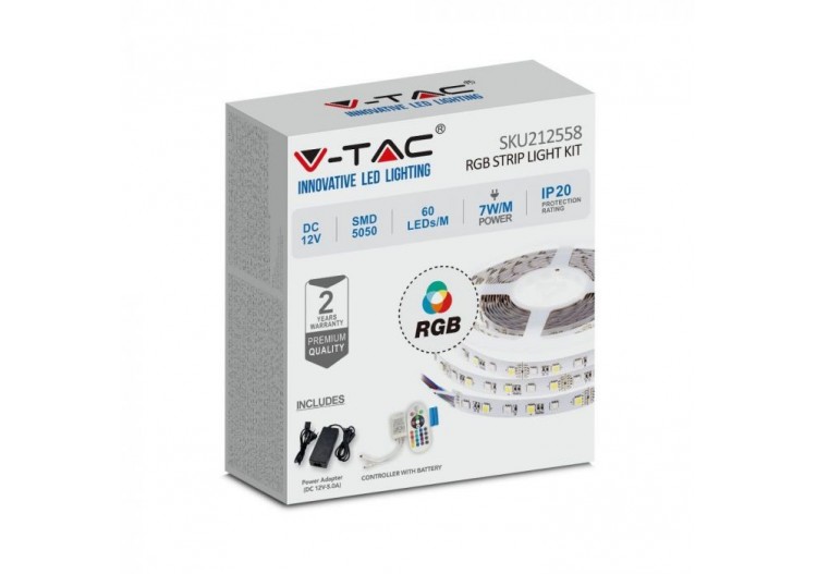 Kit d'éclairage à bande LED RVB avec télécommande 12 V IP20