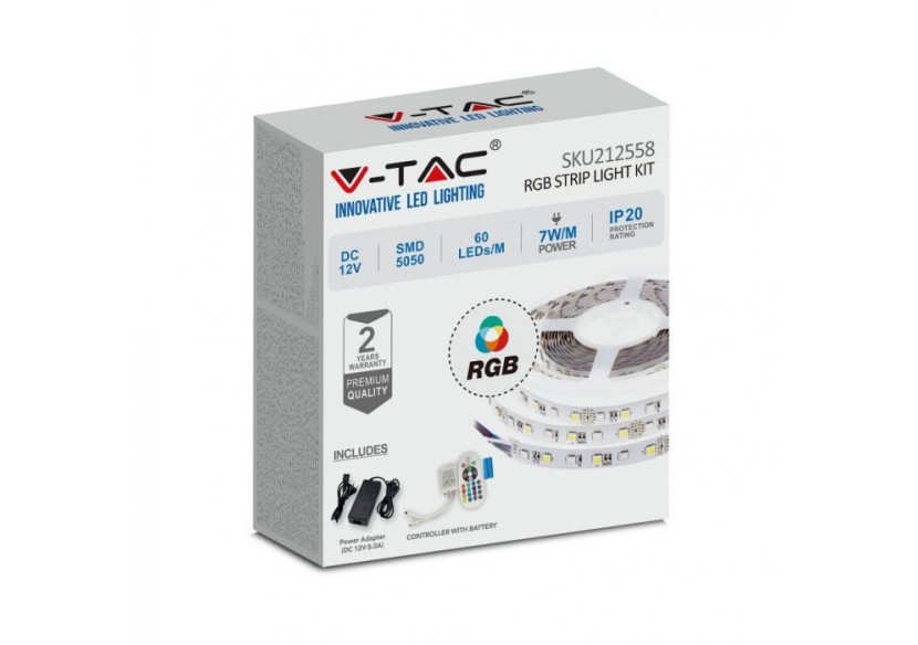 Kit d'éclairage à bande LED RVB avec télécommande 12 V IP20 Kit d'éclairage à bande LED RVB avec télécommande 12 V IP20