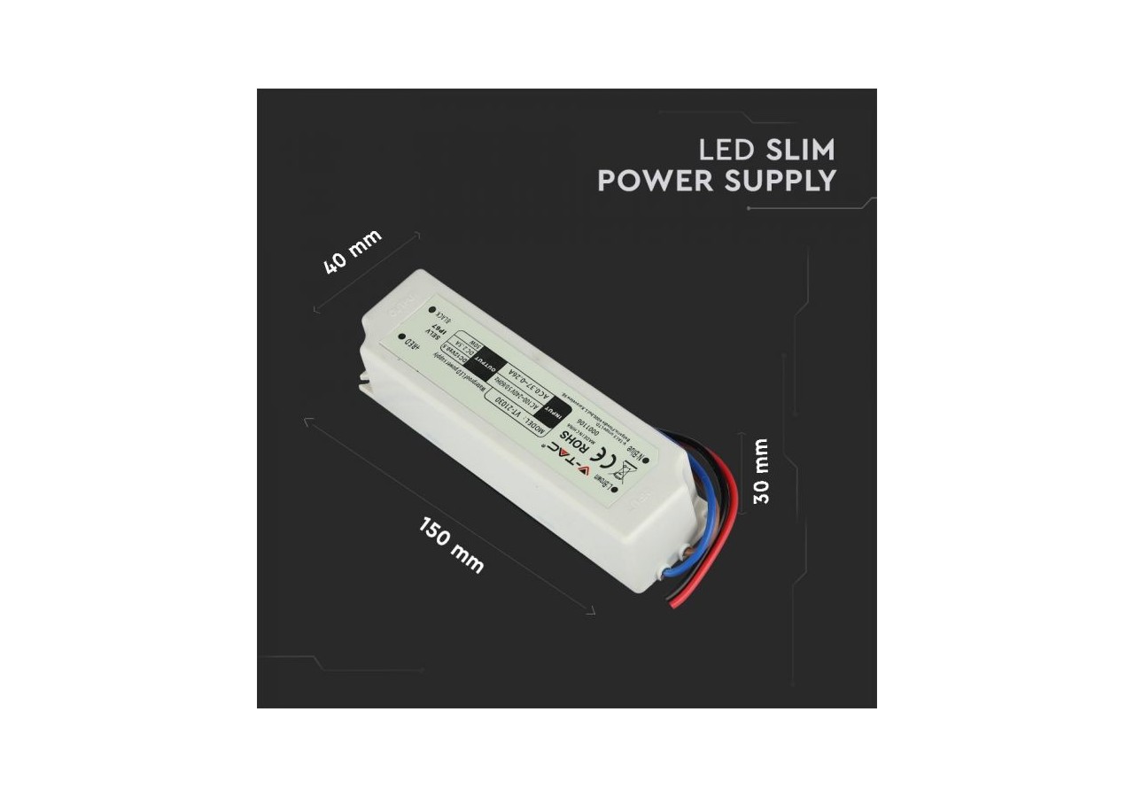 Alimentation LED SLIM en plastique - 30W 12V IP67
