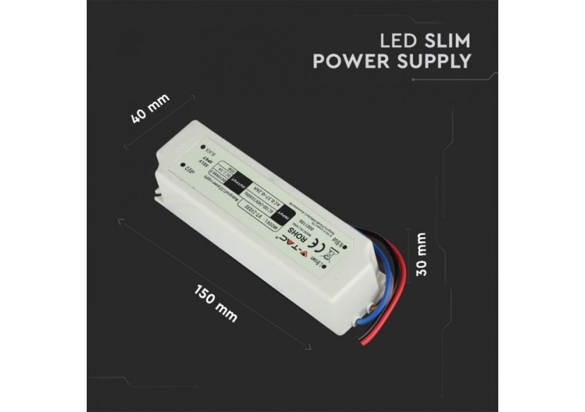Alimentation LED SLIM en plastique - 30W 12V IP67