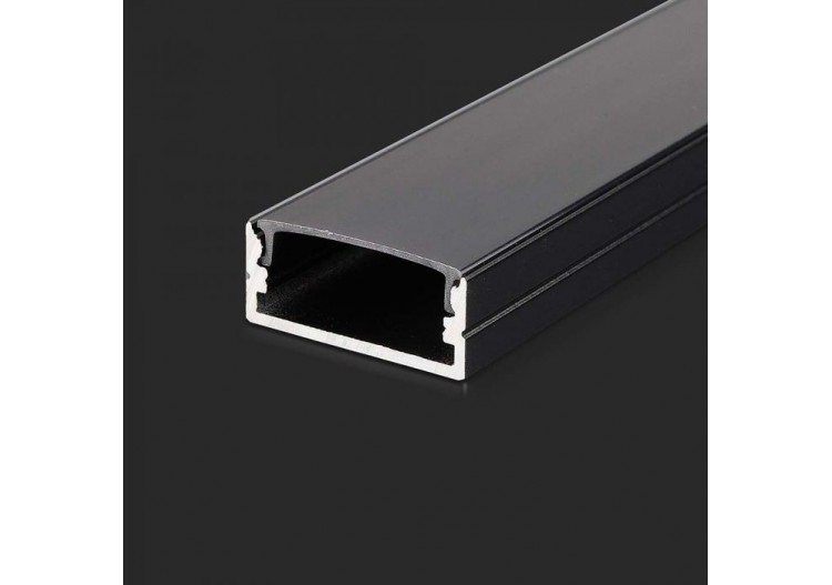 Kit de Montage Bande LED avec Diffuseur Boîtier Aluminium Noir 2000x23.5x10mm