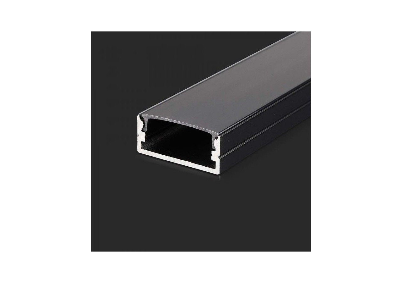 Kit de Montage Bande LED avec Diffuseur Boîtier Aluminium Noir 2000x23.5x10mm