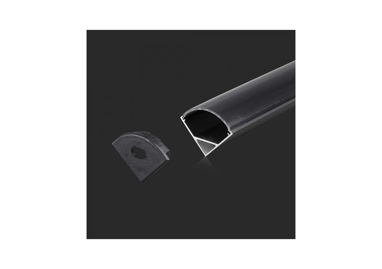 Kit de Montage Bande LED avec Diffuseur Boîtier Aluminium Noir 2000x15.8x15.8mm