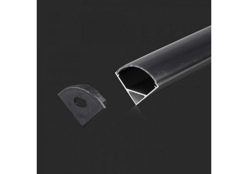 Kit de Montage Bande LED avec Diffuseur Boîtier Aluminium Noir 2000x15.8x15.8mm