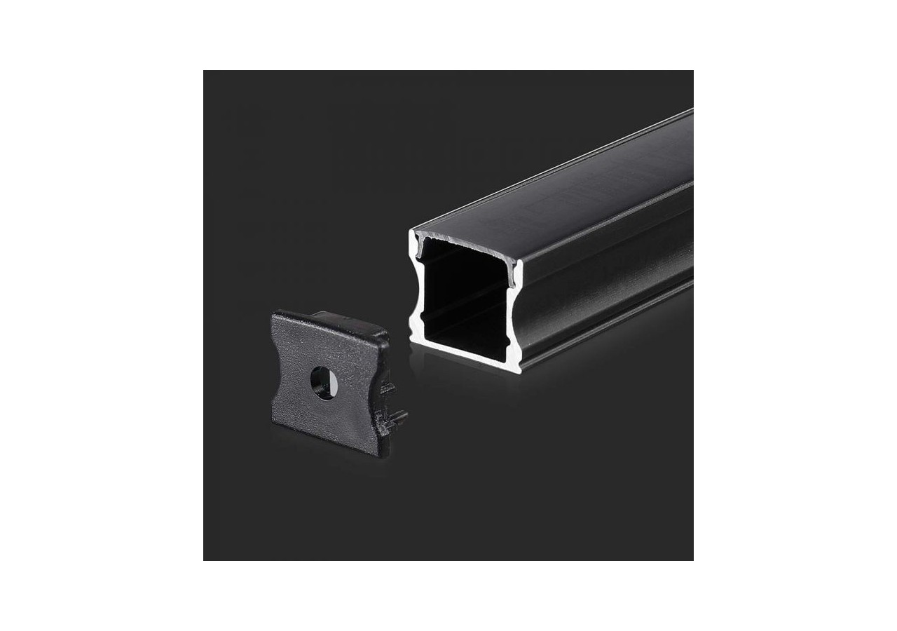 Kit de Montage Bande LED avec Diffuseur Boîtier Aluminium Noir 2000x17,2x14,4mm
