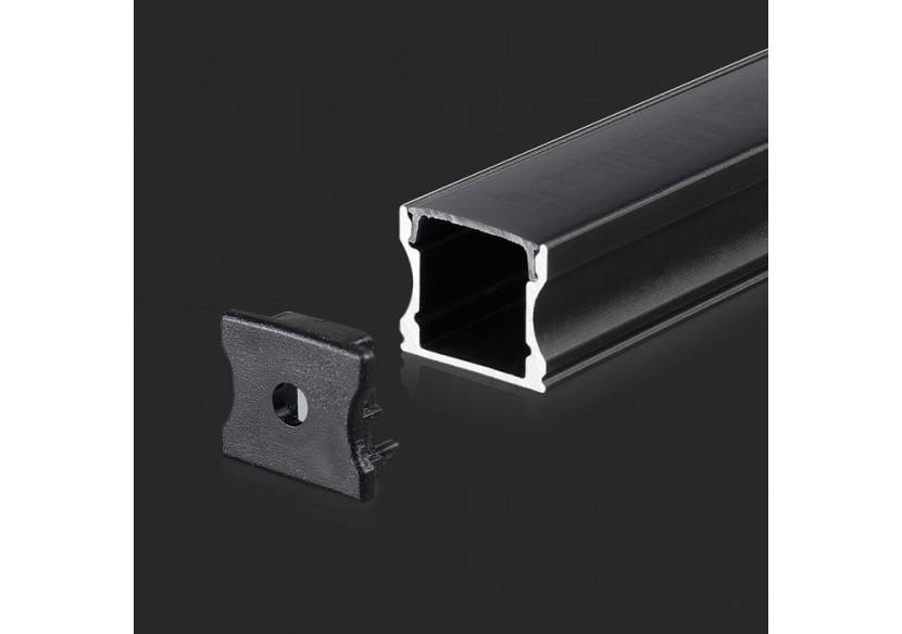 Kit de Montage Bande LED avec Diffuseur Boîtier Aluminium Noir 2000x17,2x14,4mm