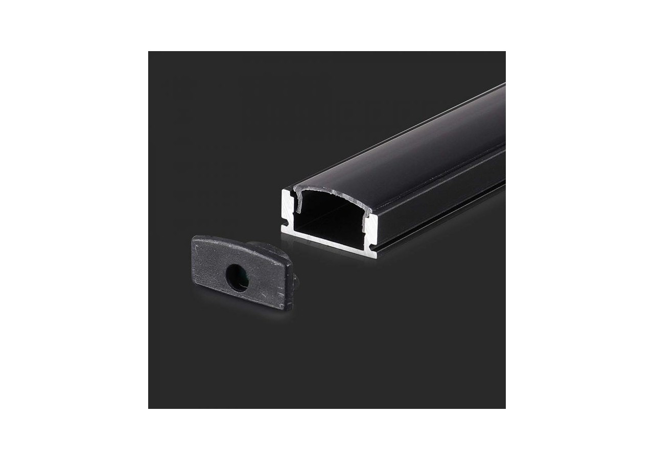 Kit de Montage Bande LED avec Diffuseur Boîtier Aluminium Noir 2000x17,4x7mm