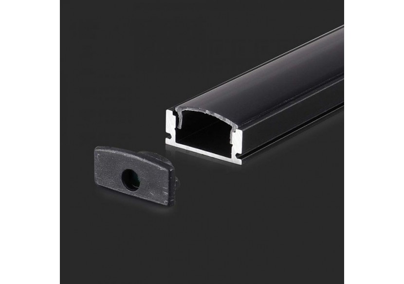 Kit de Montage Bande LED avec Diffuseur Boîtier Aluminium Noir 2000x17,4x7mm Kit de Montage Bande LED avec Diffuseur Boîtier Aluminium Noir 2000x17,4x7mm