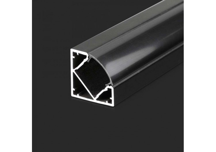 Kit de Montage Bande LED avec Diffuseur Aluminium Noir Boîtier Coin 2000x19x19mm