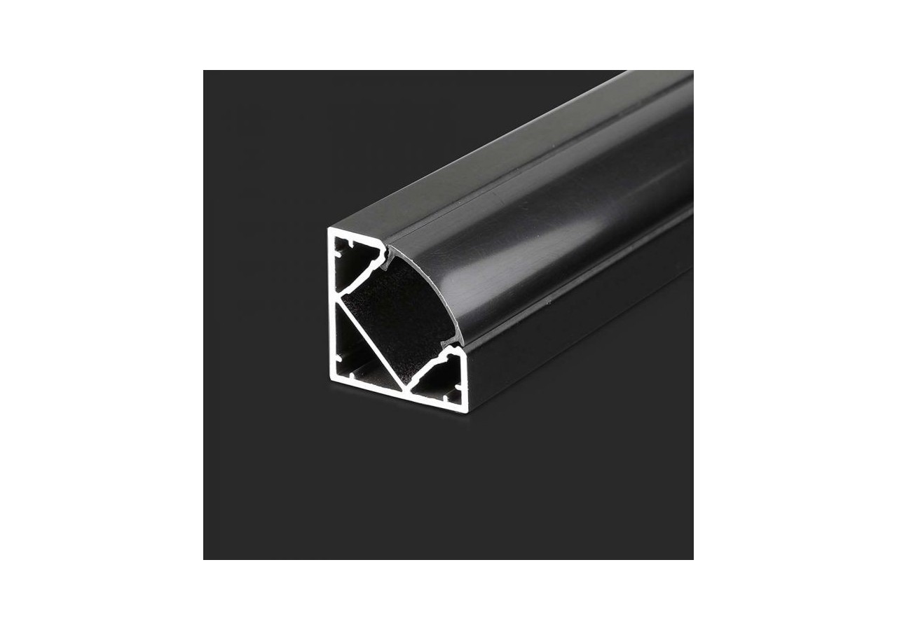 Kit de Montage Bande LED avec Diffuseur Aluminium Noir Boîtier Coin 2000x19x19mm
