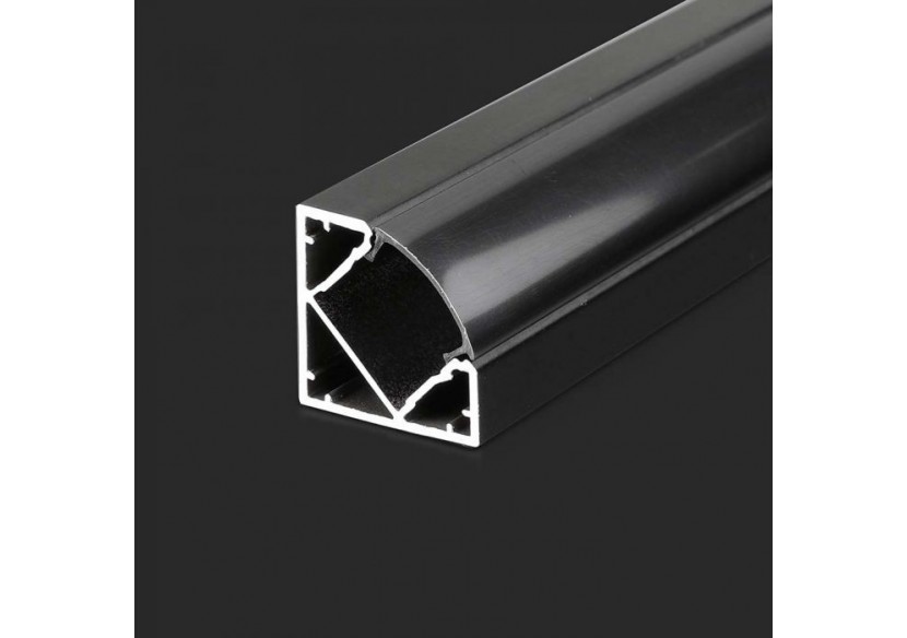 Kit de Montage Bande LED avec Diffuseur Aluminium Noir Boîtier Coin 2000x19x19mm Kit de Montage Bande LED avec Diffuseur Aluminium Noir Boîtier Coin 2000x19x19mm