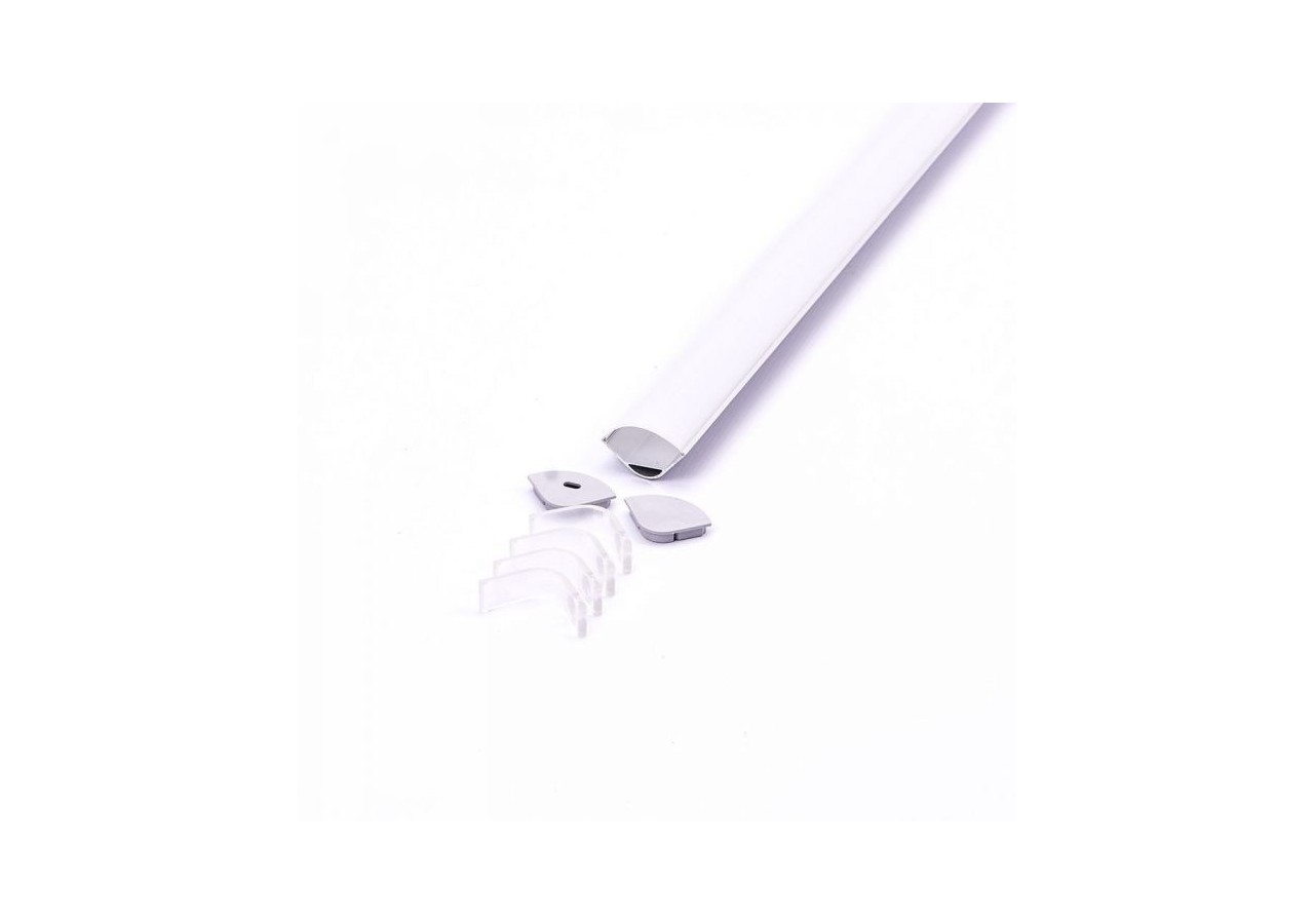 Jeu de profilés en aluminium, coin en plâtre laiteux rond 2000mm