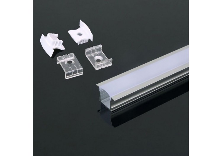 Profilé Aluminium 2000 x 23 x 15,5 mm Laiteux