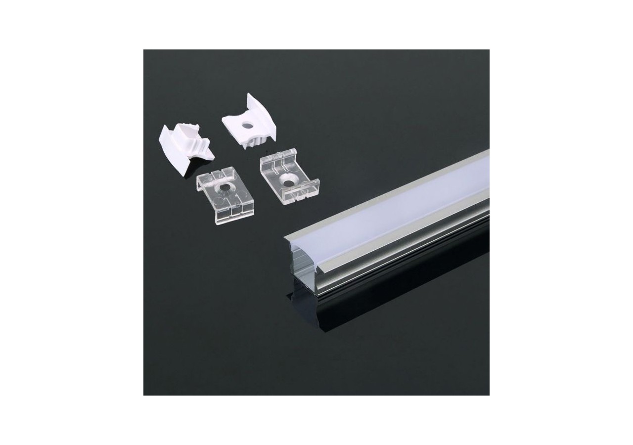Profilé Aluminium 2000 x 23 x 15,5 mm Laiteux