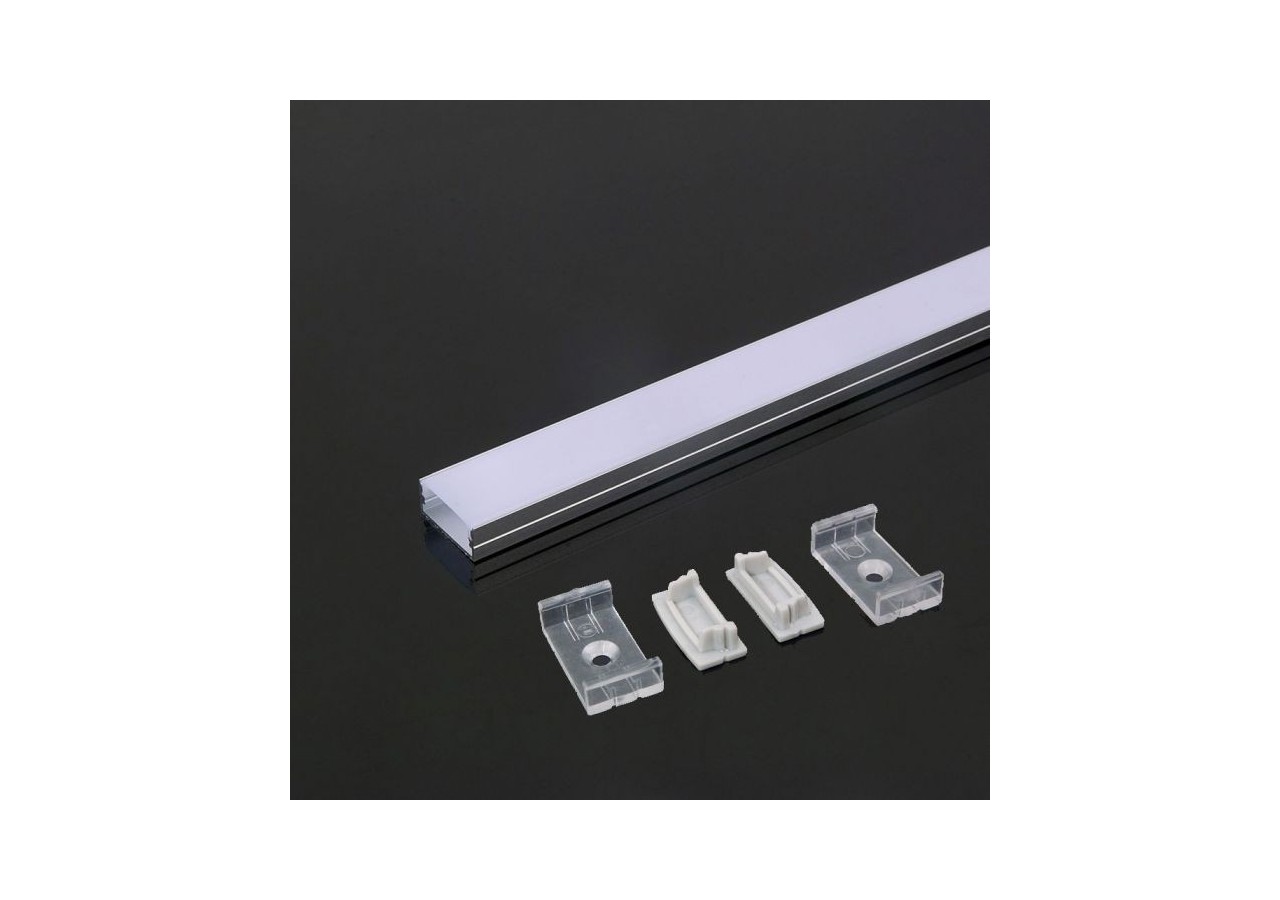 Profilé Aluminium 2000 x 23,5 x 10 mm Laiteux