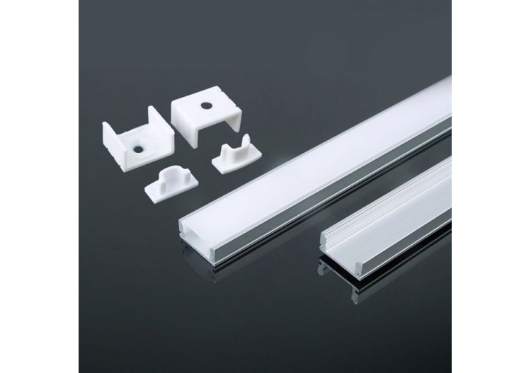 Profilé Aluminium 2000 x 17,4 x 7 mm Laiteux