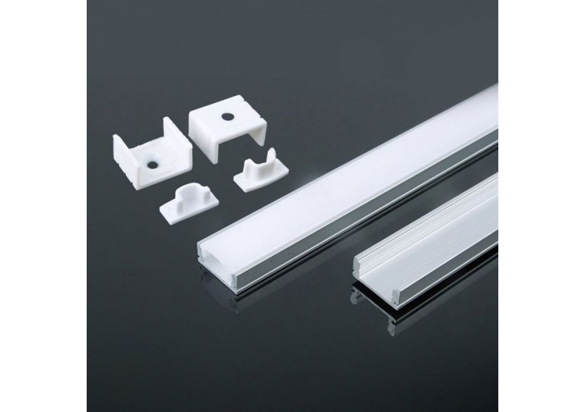 Profilé Aluminium 2000 x 17,4 x 7 mm Laiteux