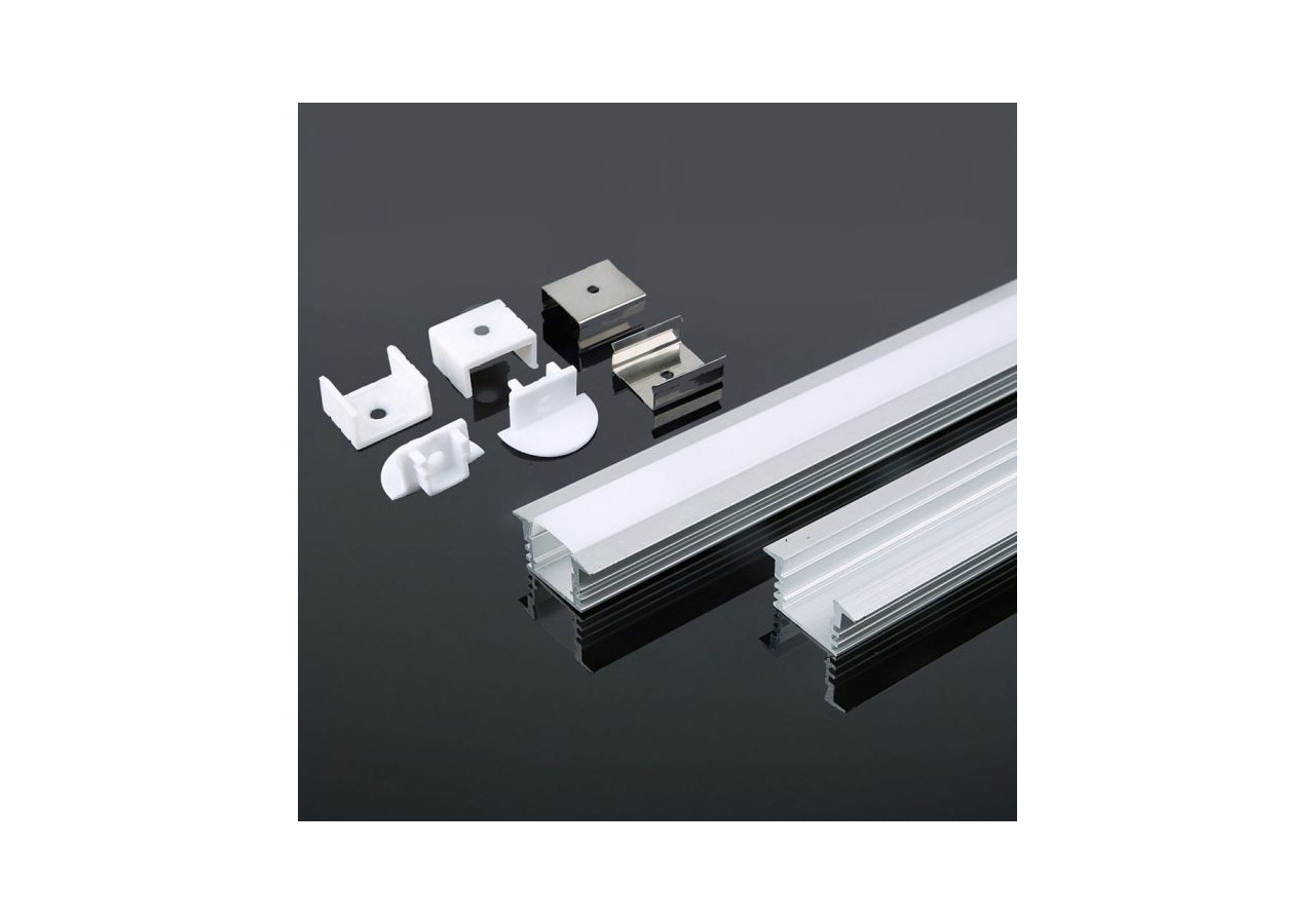 Kit de montage pour bande LED avec diffuseur aluminium 2000 x 24,5 x 12,2 mm laiteux