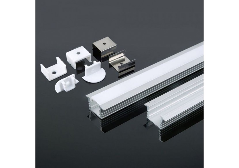 Kit de montage pour bande LED avec diffuseur aluminium 2000 x 24,5 x 12,2 mm laiteux